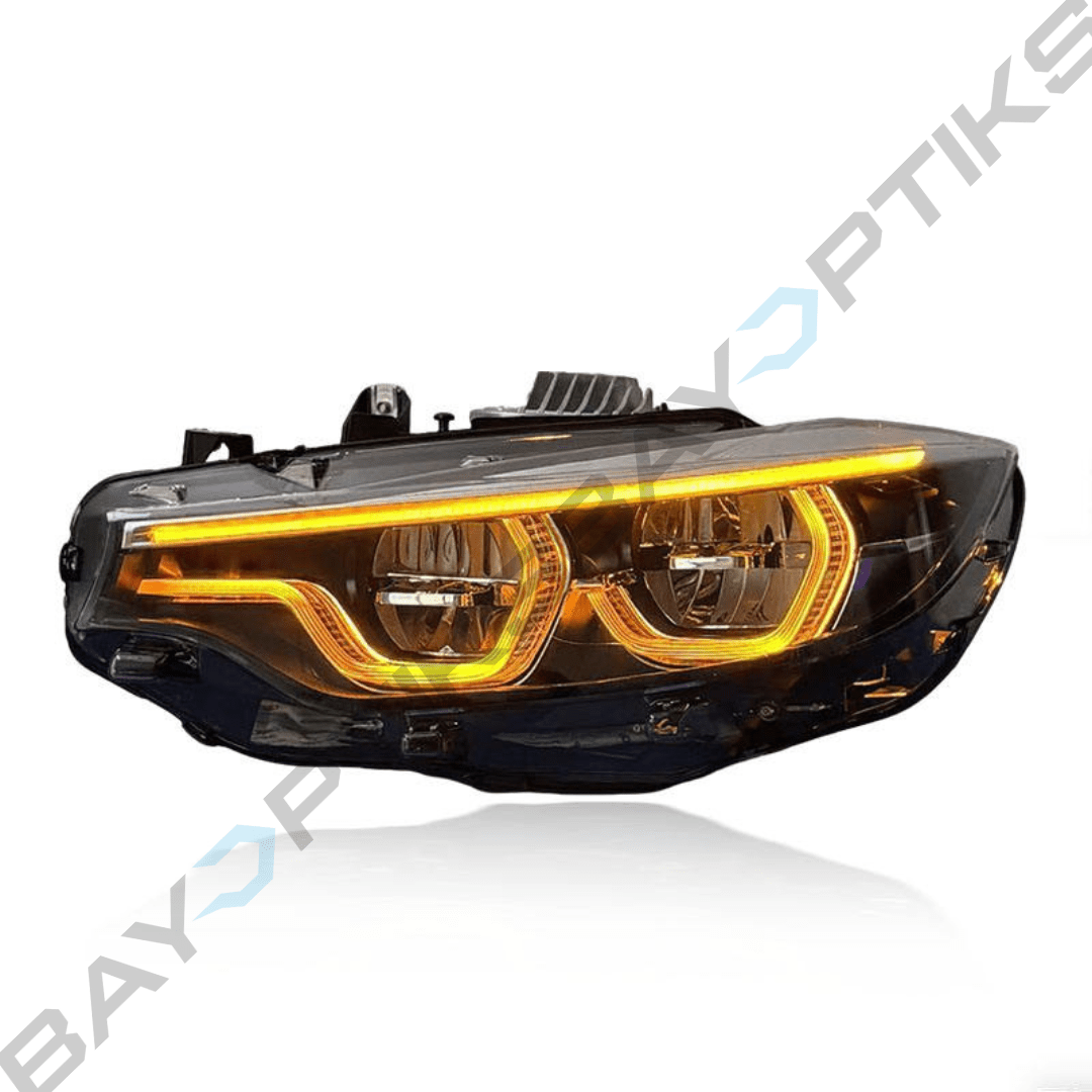 BMW F8X F80 M3 F82 M4 & F32 Coupe Ikon Style Tricolor CSL Yellow/White/Amber Headlights 2014 - 2020