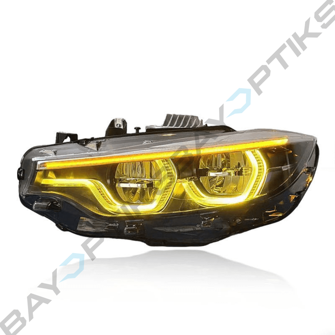 BMW F8X F80 M3 F82 M4 & F32 Coupe Ikon Style Tricolor CSL Yellow/White/Amber Headlights 2014 - 2020