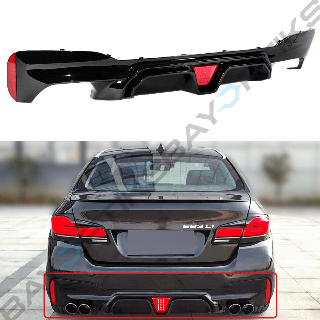 2017-2023 BMW G30 5 Series M5 Rear Bumper Diffuser W/ Red LED – Bayoptiks