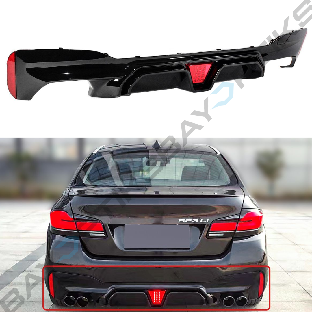 17-23 BMW G30 5 Series M5 Rear Bumper Diffuser W/ Red LED