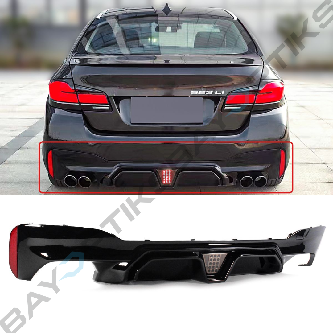 17-23 BMW G30 5 Series M5 Smoke lens LED Gloss Black Rear Diffuser