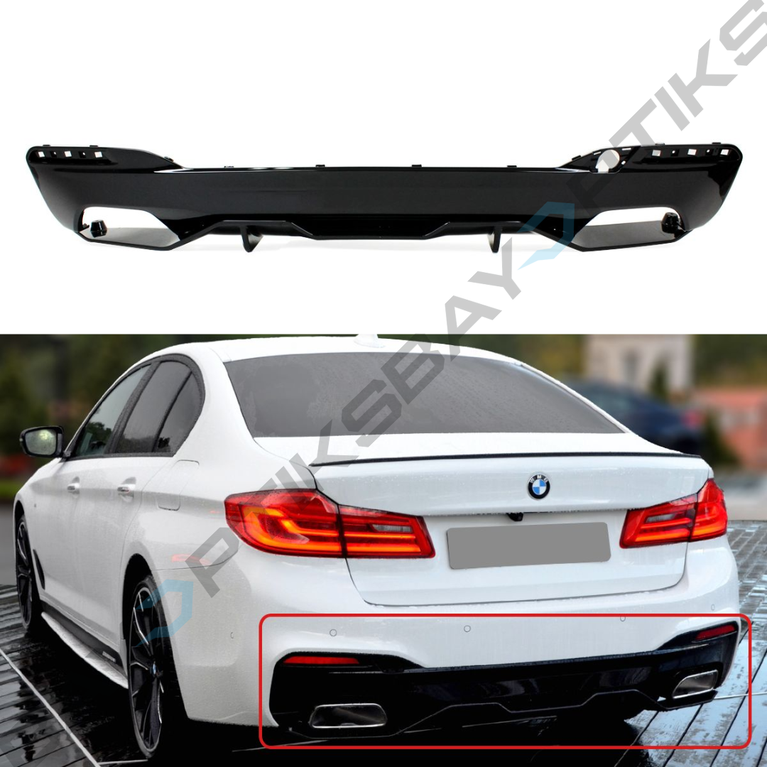 Glossy Black M Performance Style Rear Bumper Diffuser For 2017-23 BMW G30 M550i