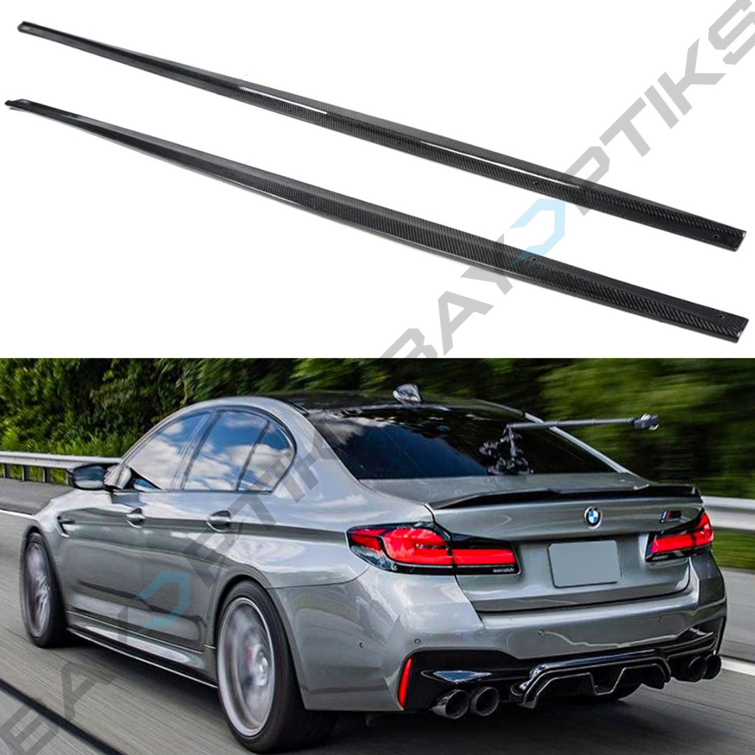 17-23 BMW F90 M5 G30 G31 M Sport Carbon Fiber Side Skirt Extension Splitters