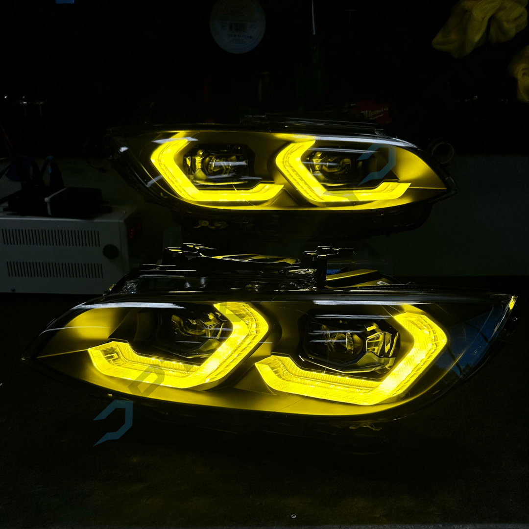 BMW E9X E90 E92 M3 & E92 Coupe Laser Style LED Headlights CSL Yellow/White