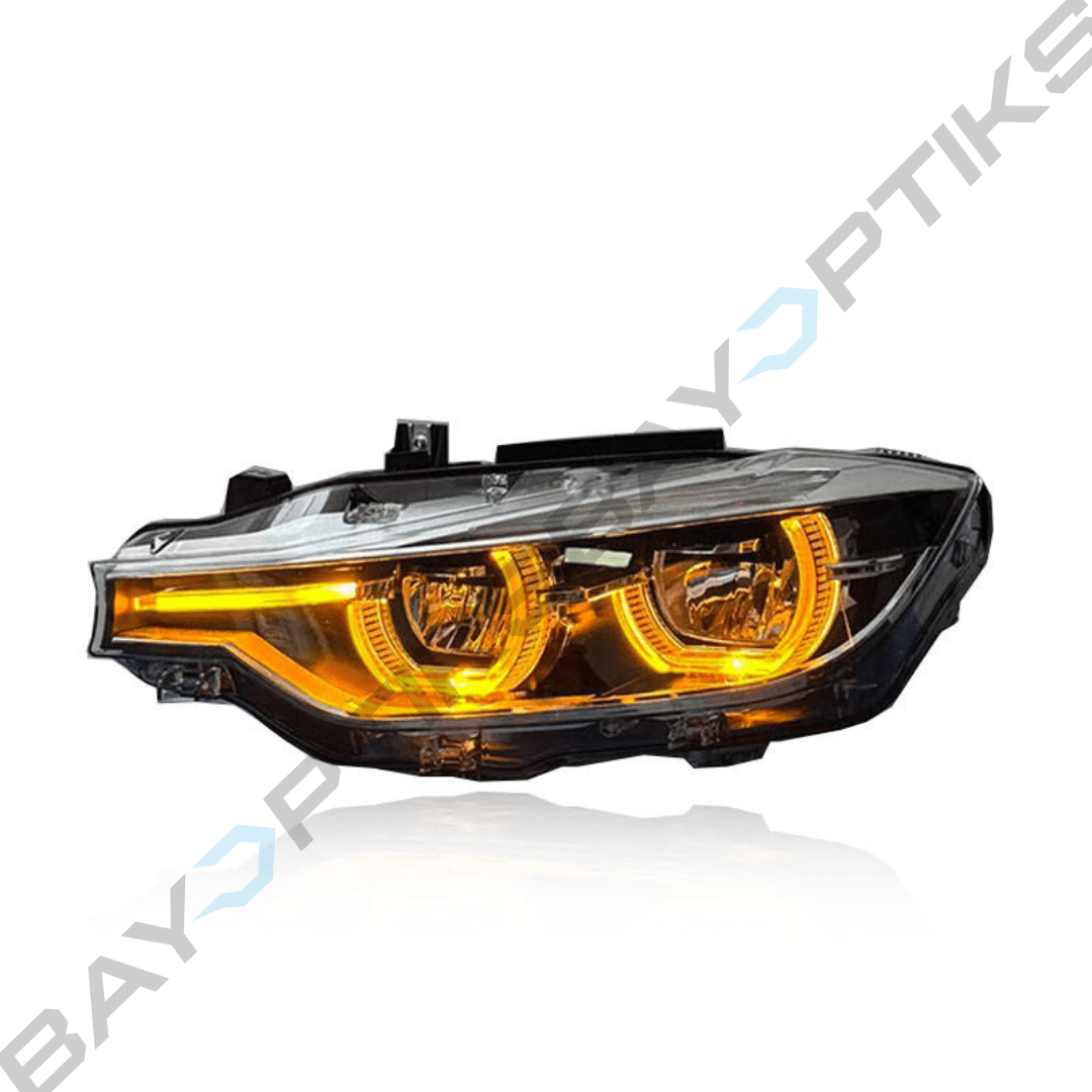 BMW 3 Series F30 LCI Style Tri Color CSL Yellow/Amber/White Headlights 2013-2018
