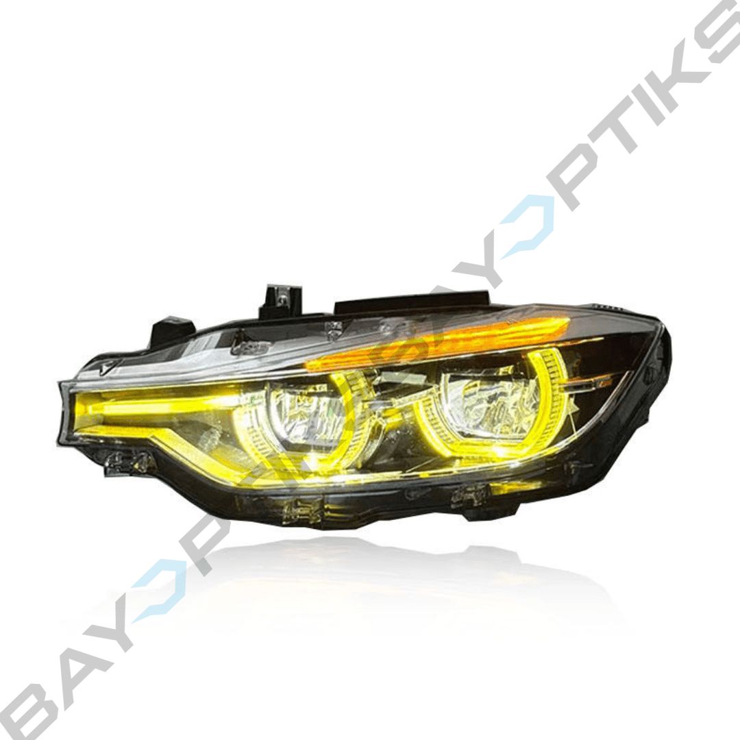 BMW 3 Series F30 LCI Style Tri Color CSL Yellow/Amber/White Headlights 2013-2018