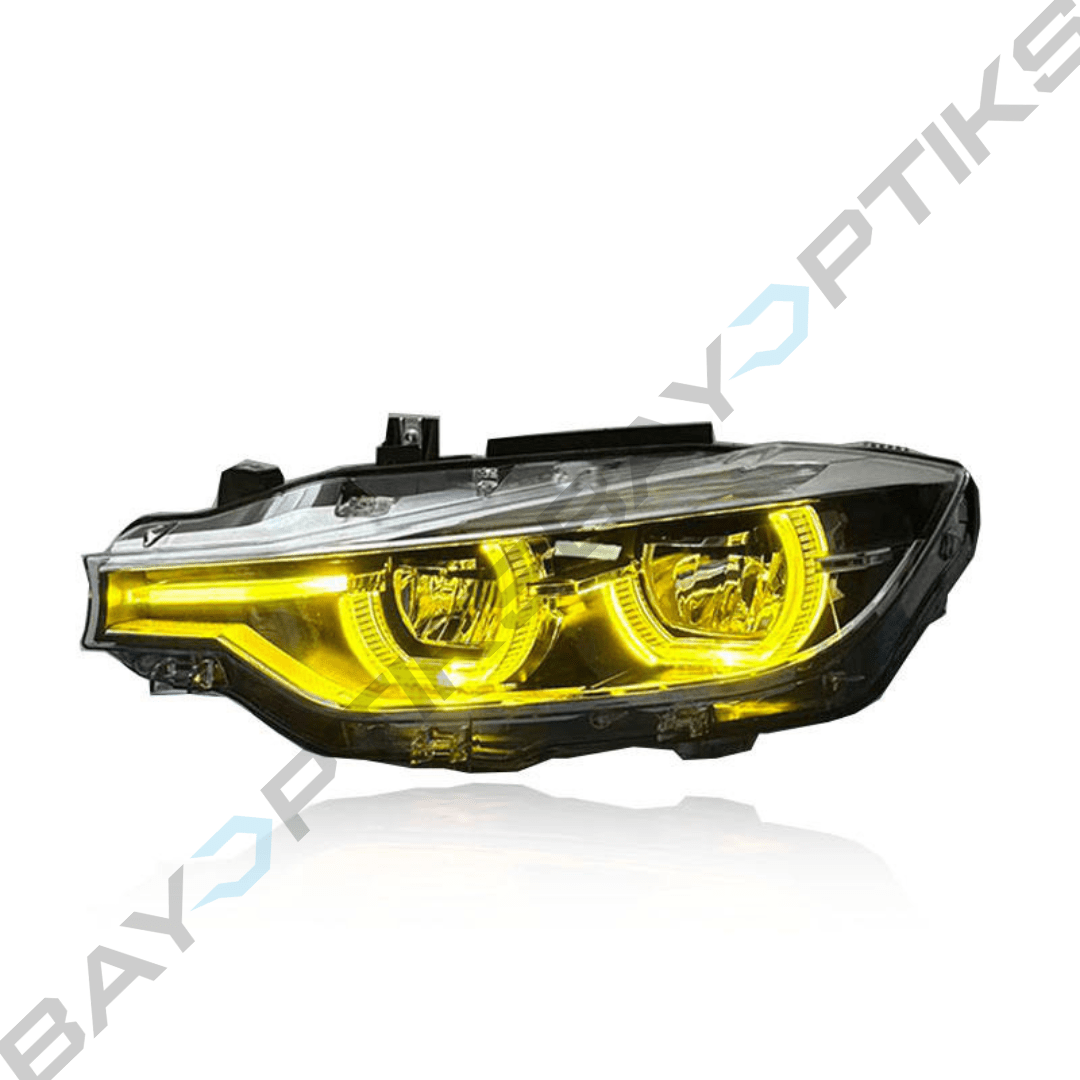 BMW 3 Series F30 LCI Style Tri Color CSL Yellow/Amber/White Headlights 2013-2018