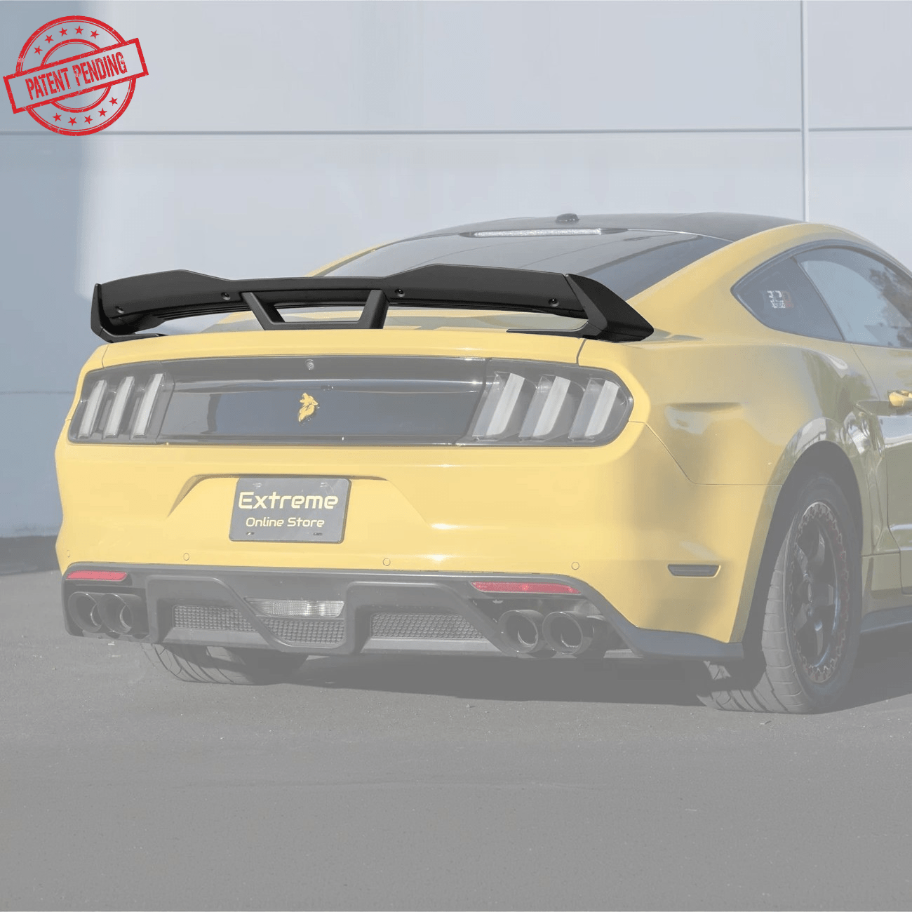 Ford Mustang S550 Dark Horse Style Black Rear Trunk Lid Wing Spoiler with Wickerbill 2015-2023