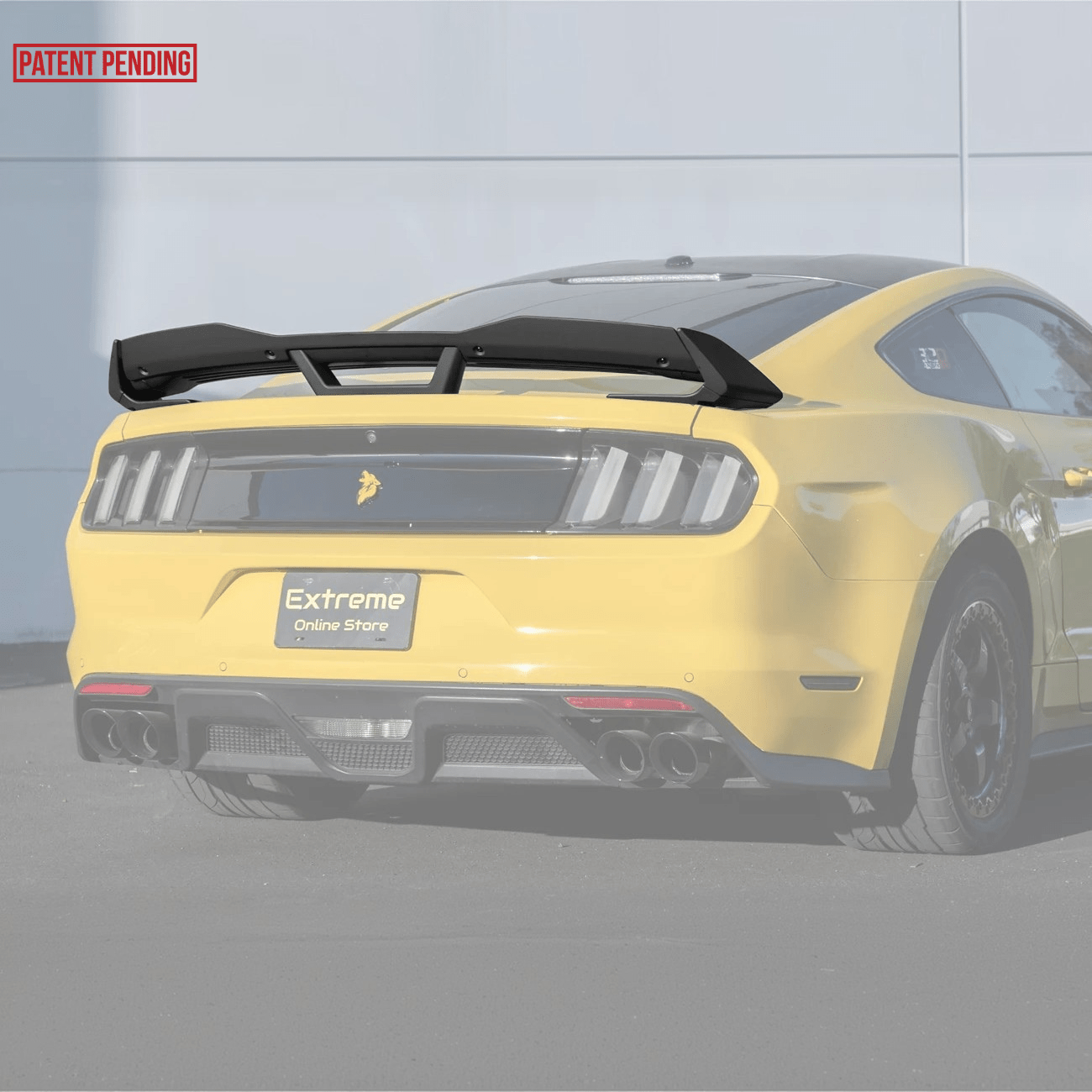 Ford Mustang S550 Dark Horse Style Black Rear Trunk Lid Wing Spoiler with Wickerbill 2015-2023