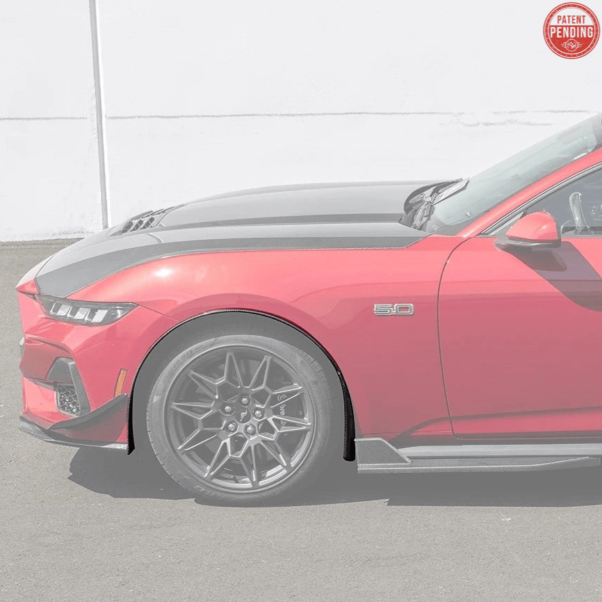 Ford Mustang S650 Dry Carbon Fiber XL Extended Fender Flares Mud Flap Kit 2024-Up
