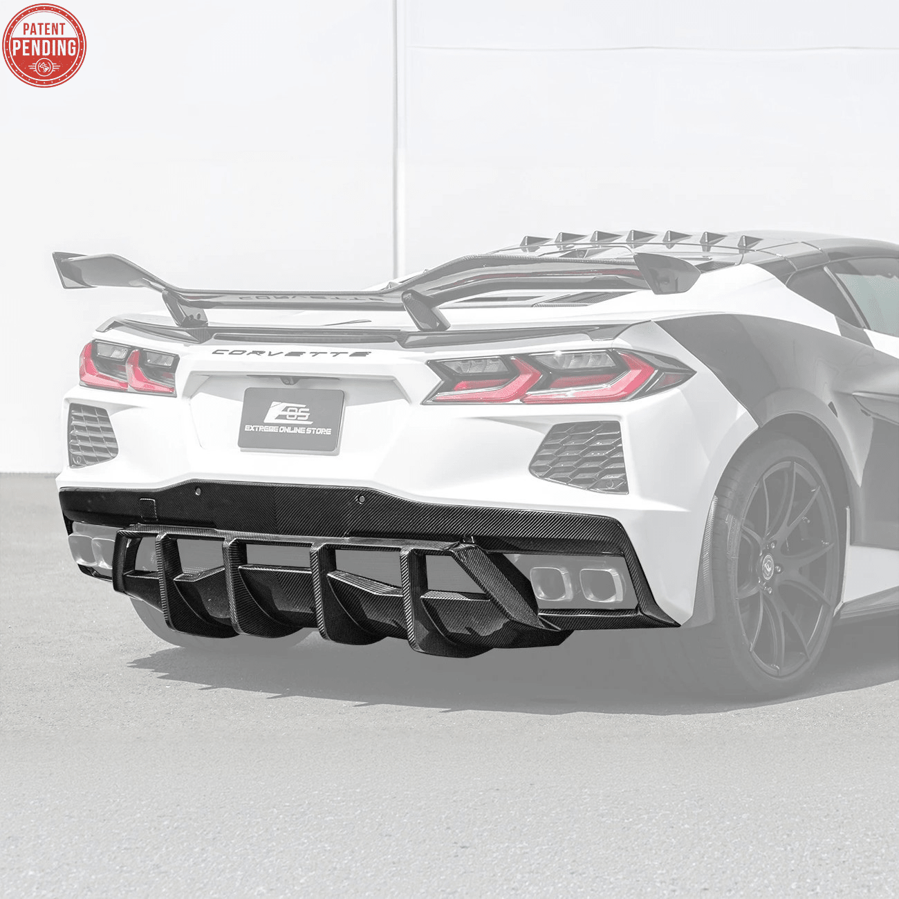 Chevrolet Corvette C8 Dry Carbon Fiber Quad Exit Rear Bumper Diffuser 2020-Up