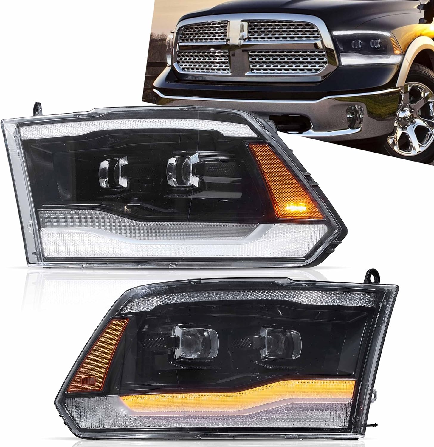 RAM 1500 2500 3500 LED Headlights 2009 - 2018