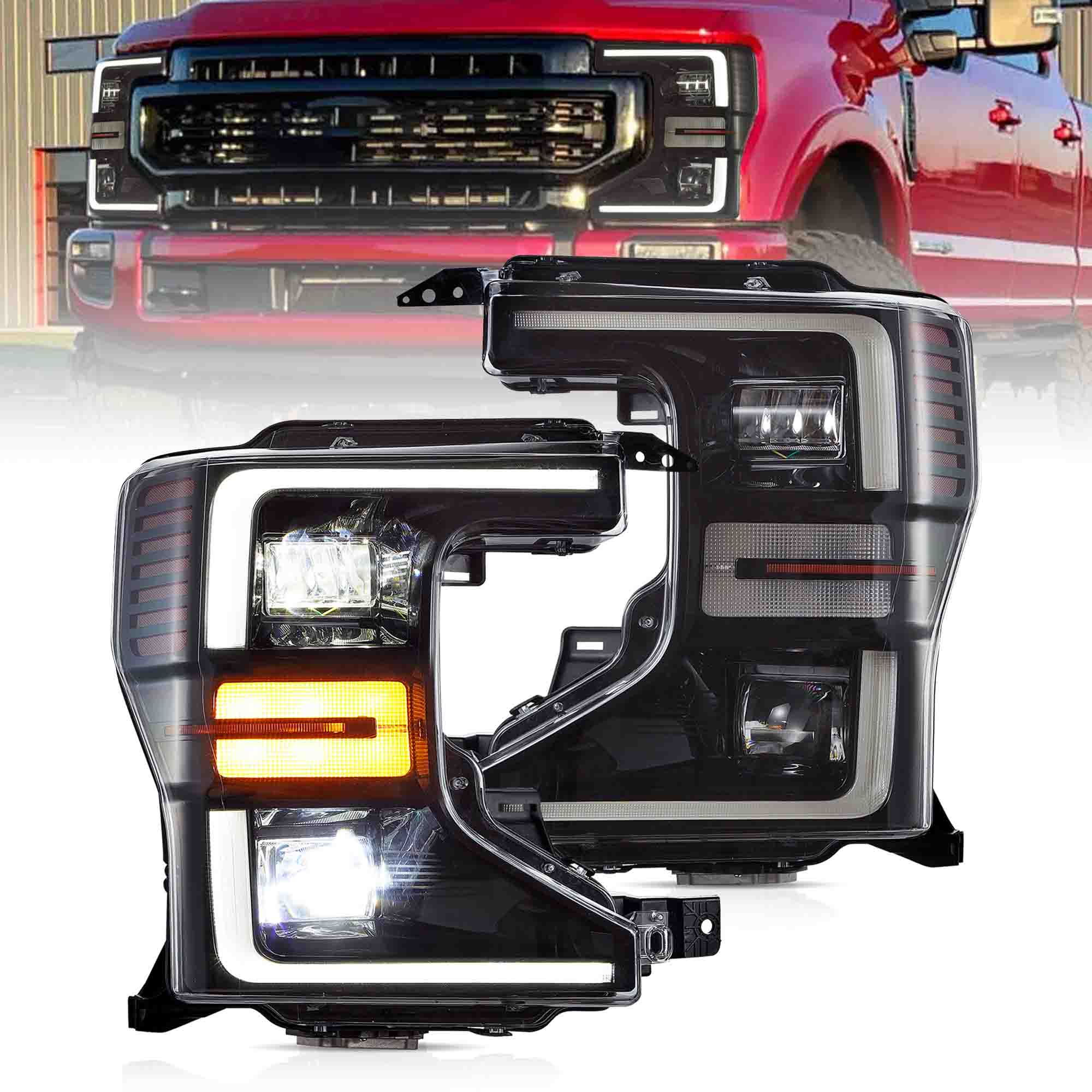Ford F250 F350 F450 F550 Super Duty Halogen Models LED Headlights 2020 - 2022