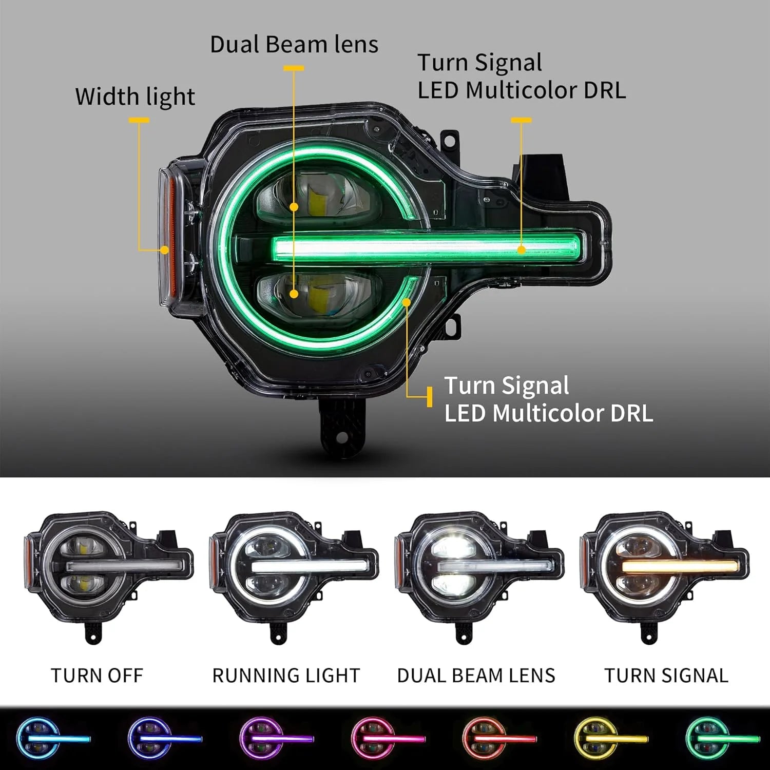 Ford Bronco RGB/Normal LED Projector Headlights 2021 - 2024