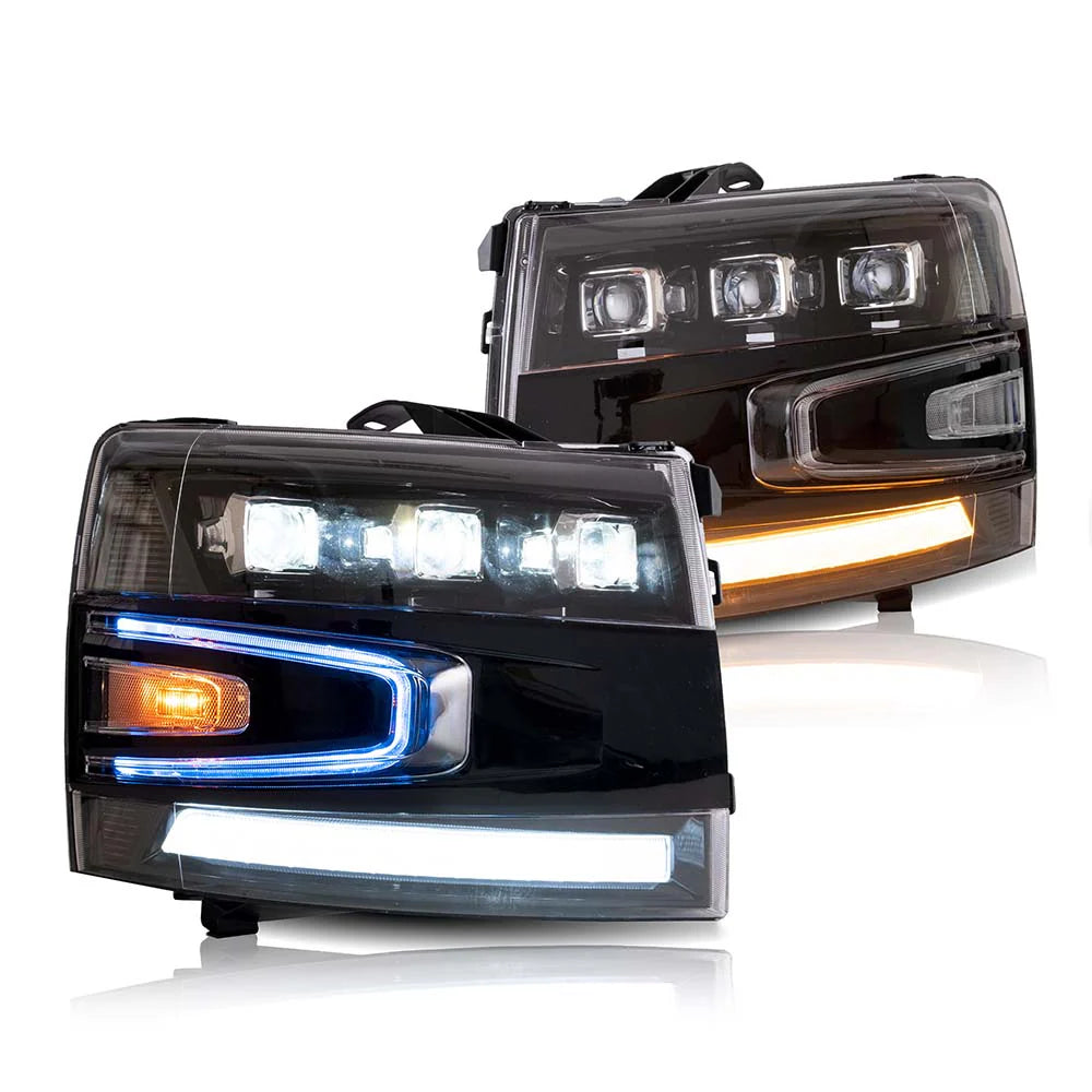Chevrolet Silverado 1500 2500HD 3500HD LED Projector Headlights 2007 - 2013
