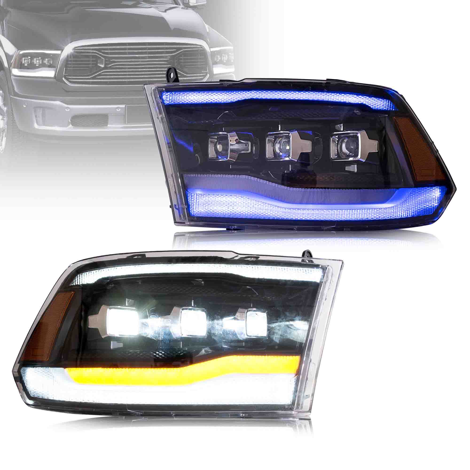 RAM 1500 2500 3500 LED Projector Headlights 2009 - 2018