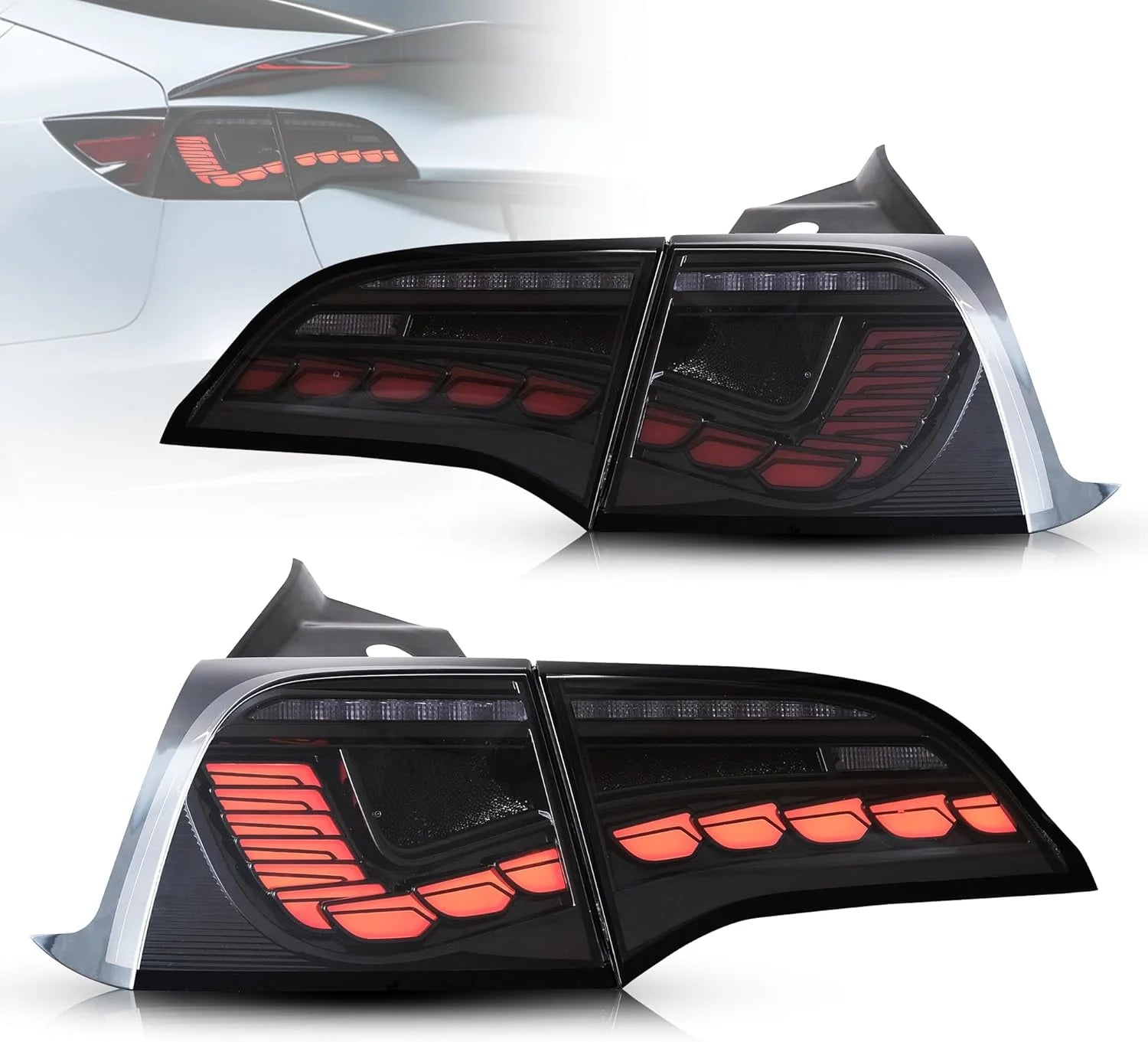 Tesla Model 3 Model Y W/ Red Turn Signal LED Taillights 2017 - 2023