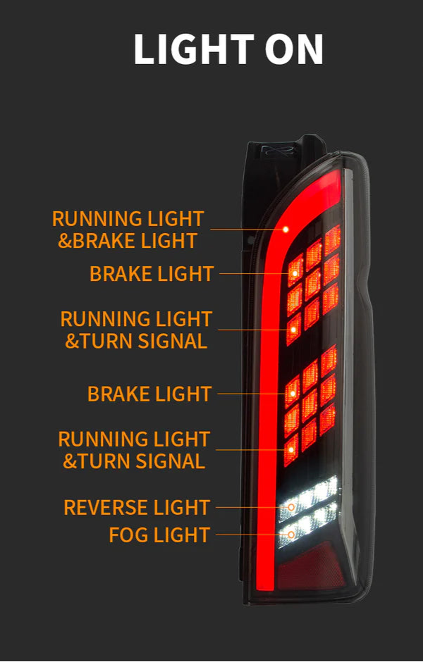2005 - 2019 Toyota Hiace Aftermarket Rear Lamps LED Tail Lights