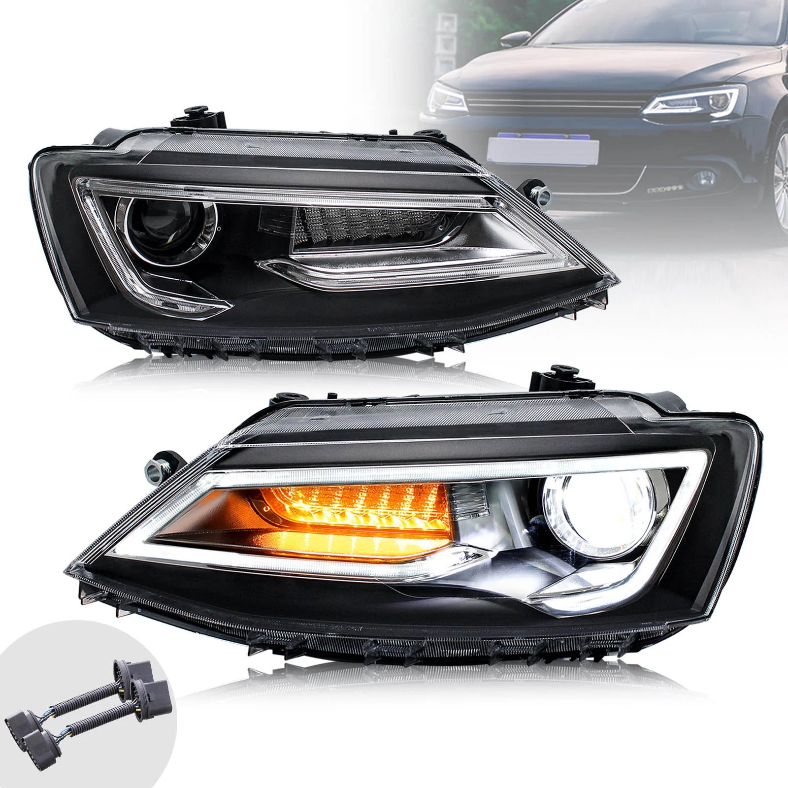 Volkswagen Jetta MK6 Front Lights Assembly LED Headlights 2011 - 2018