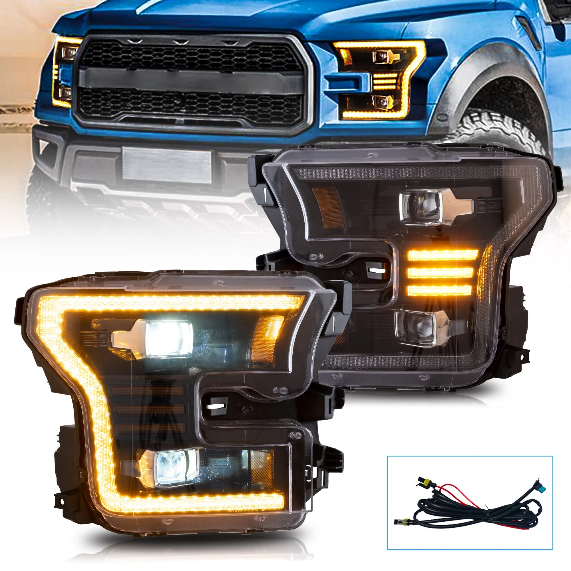 Ford F150 Halogen Models LED Headlights 2015 - 2017