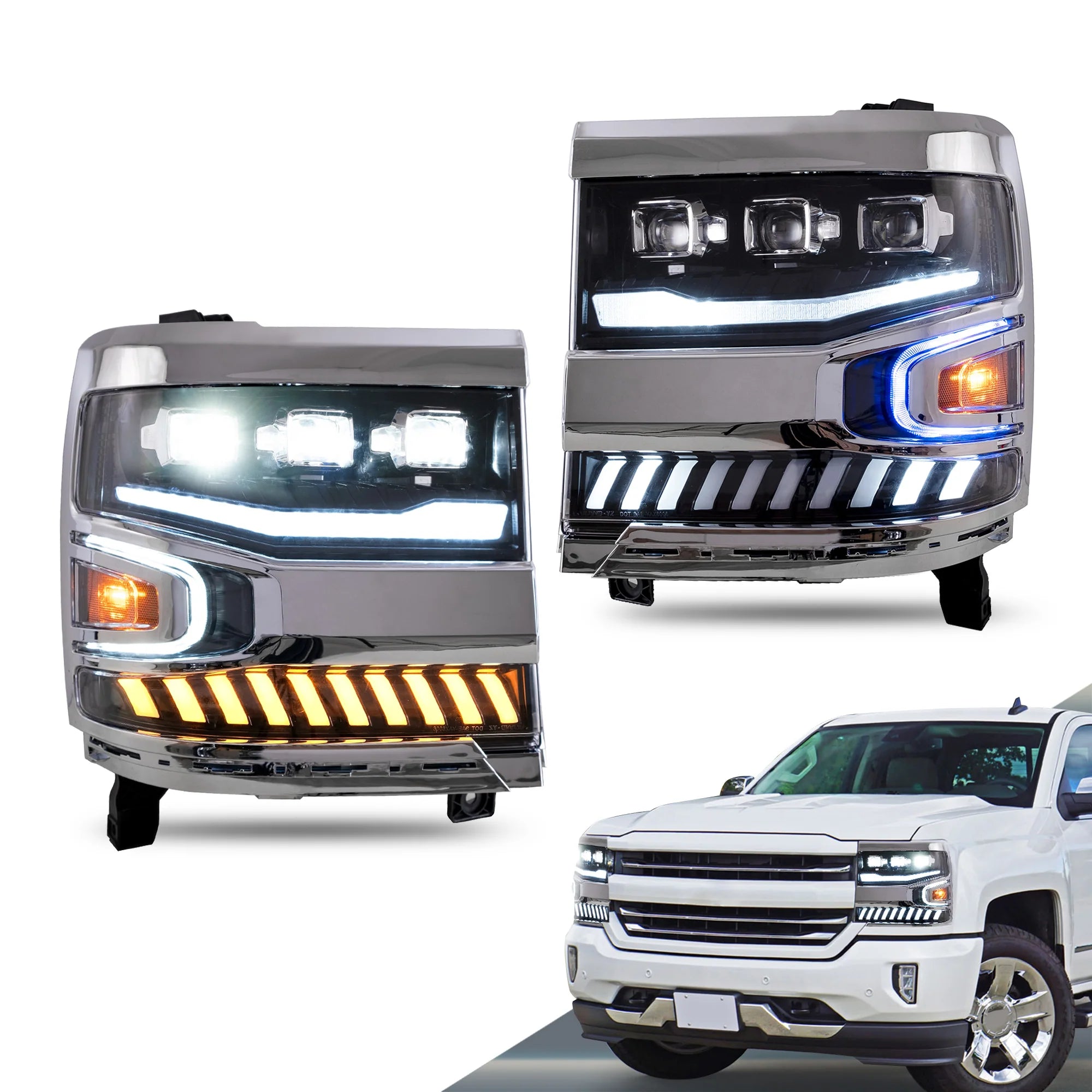 Chevrolet Silverado 1500 LED Projector Headlights 2016 - 2018