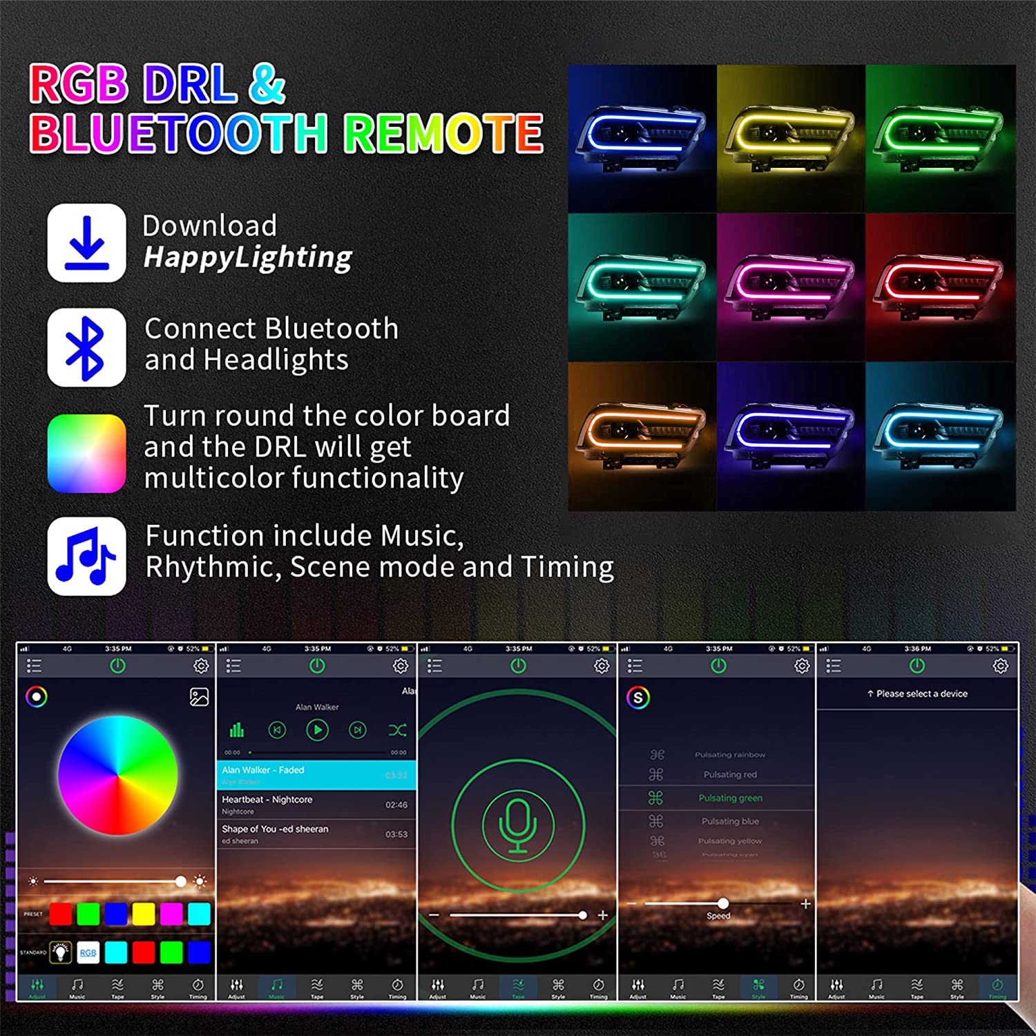 Dodge Charger LED White/RGB Headlights 2011 - 2014