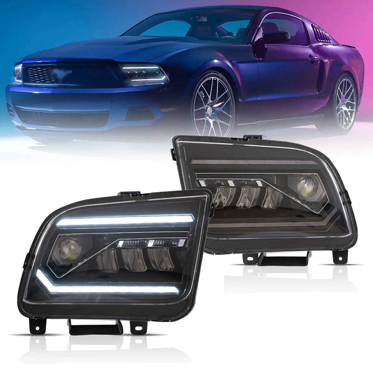 Ford Mustang Front Lights Assembly LED Headlights 2005 - 2009