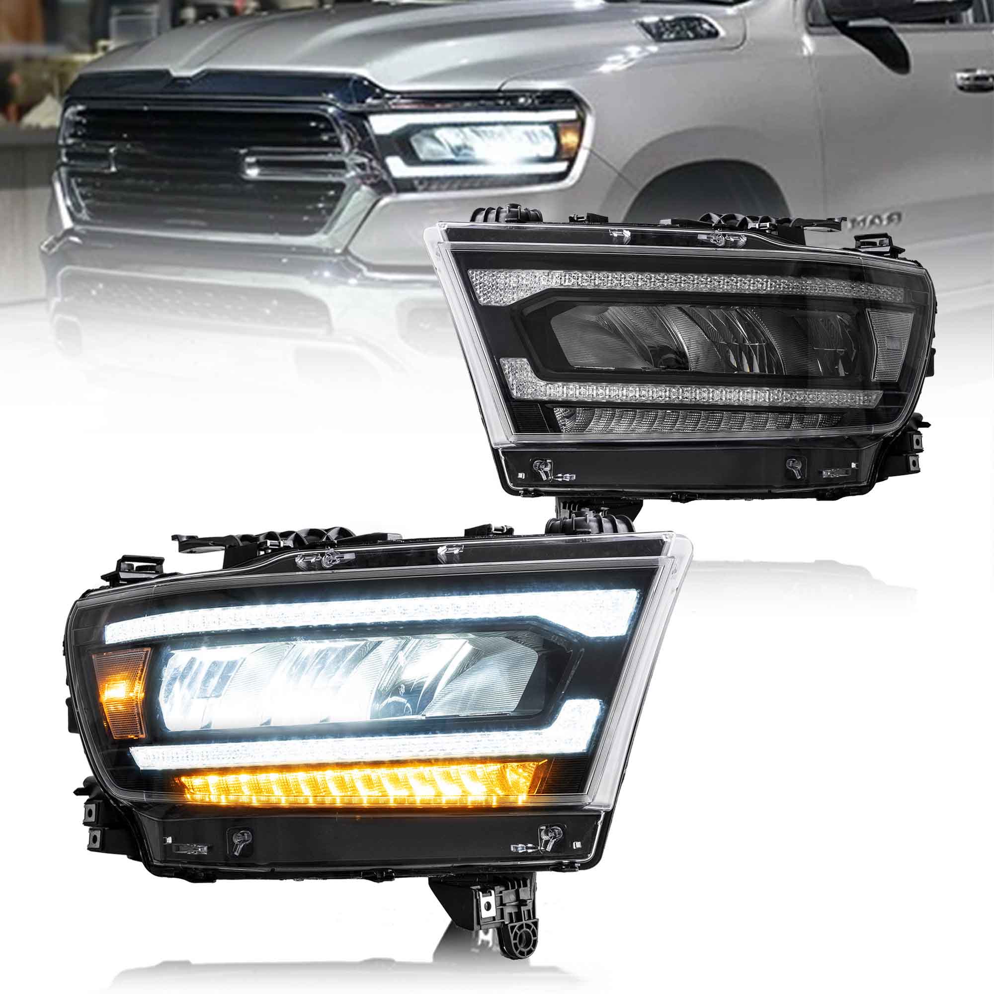 Ram 1500 Full LED Headlights with DRL Bar (2019-2024)