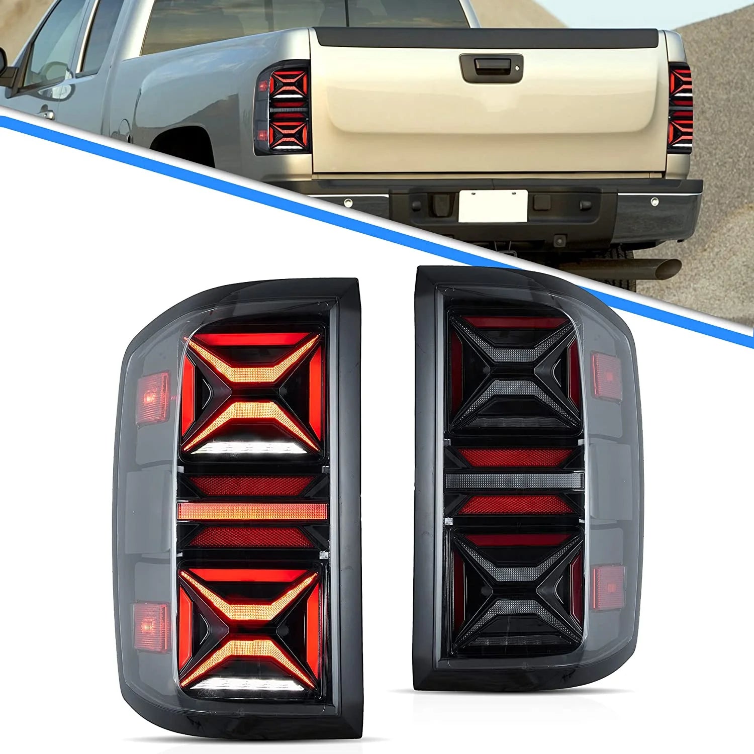 Chevrolet Silverado 1500 2500HD 3500HD Rear Lamps Assembly LED Taillights 2014 - 2018
