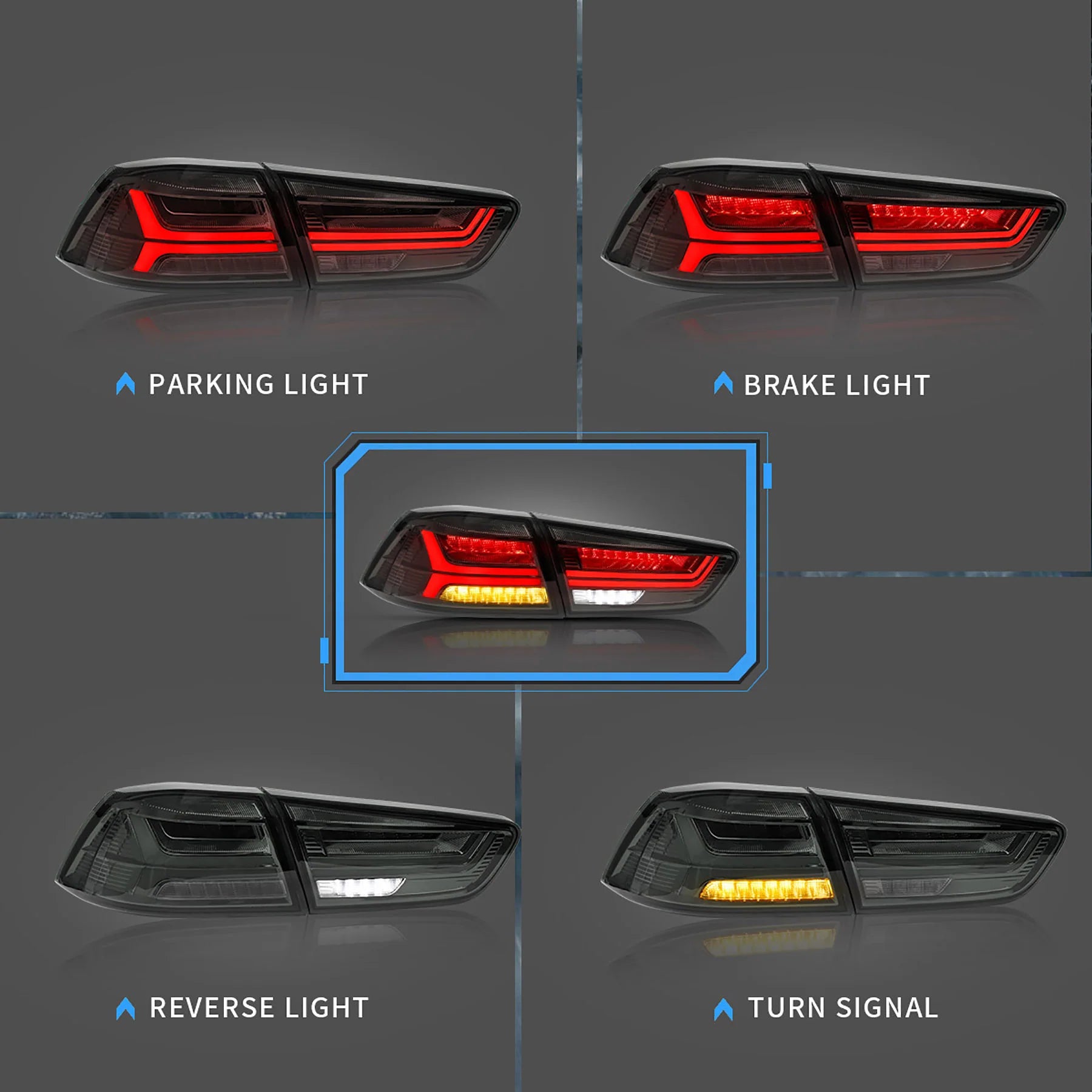Mitsubishi Lancer Rear Lamps Assembly LED Taillights 2008 - 2018