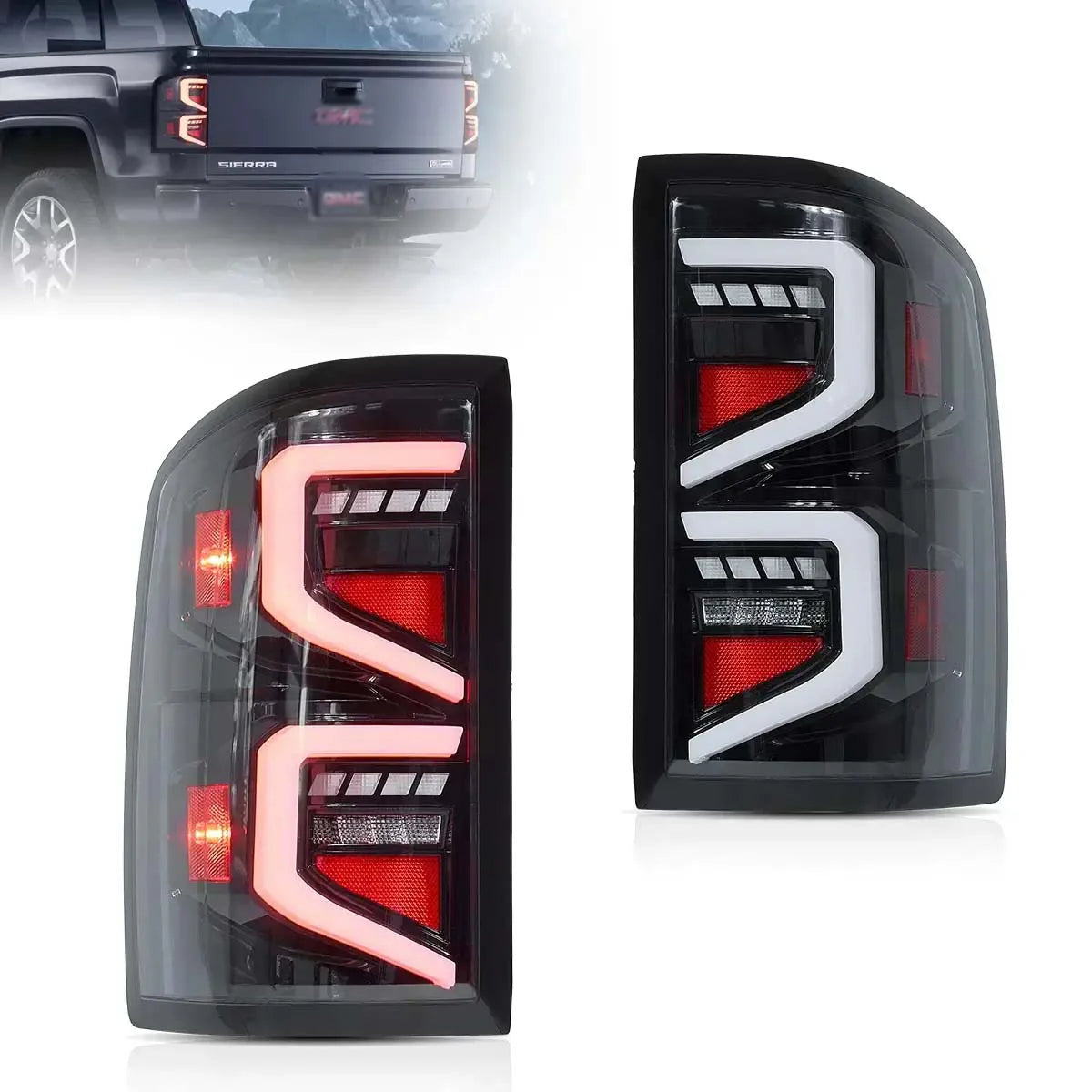 GMC Sierra 1500 2500HD 3500HD Rear Lamps Assembly LED Taillights 2014 - 2018