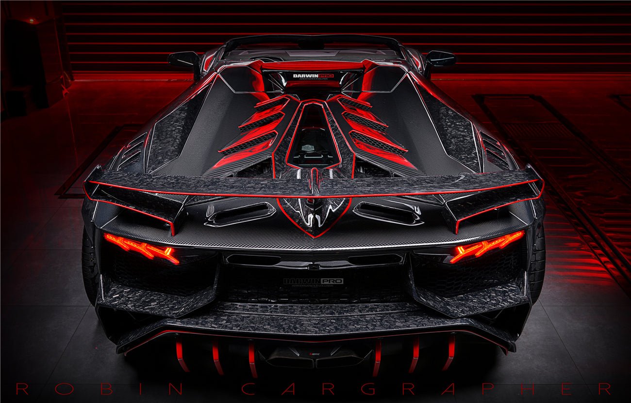 2011 - 2016 Lamborghini Aventador LP700 Roadster SV-BKSSII Style Engine Hood And Wing