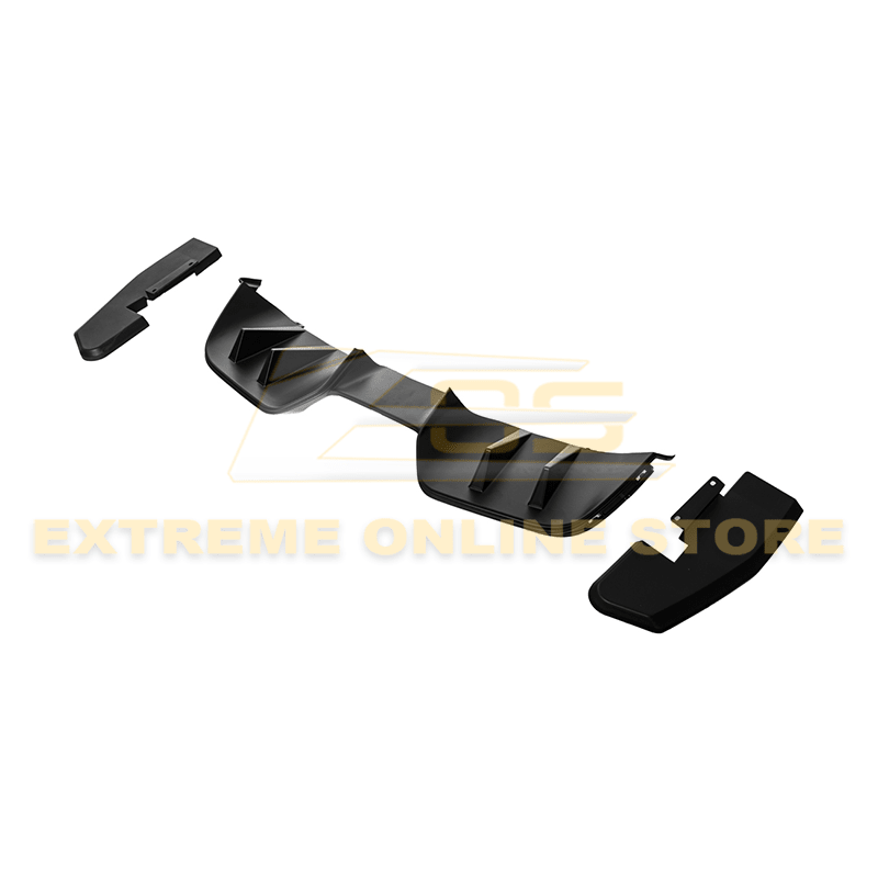 Ford Mustang S550 RTR Style Matte Black Rear Bumper 3 Piece Diffuser 2015-2017