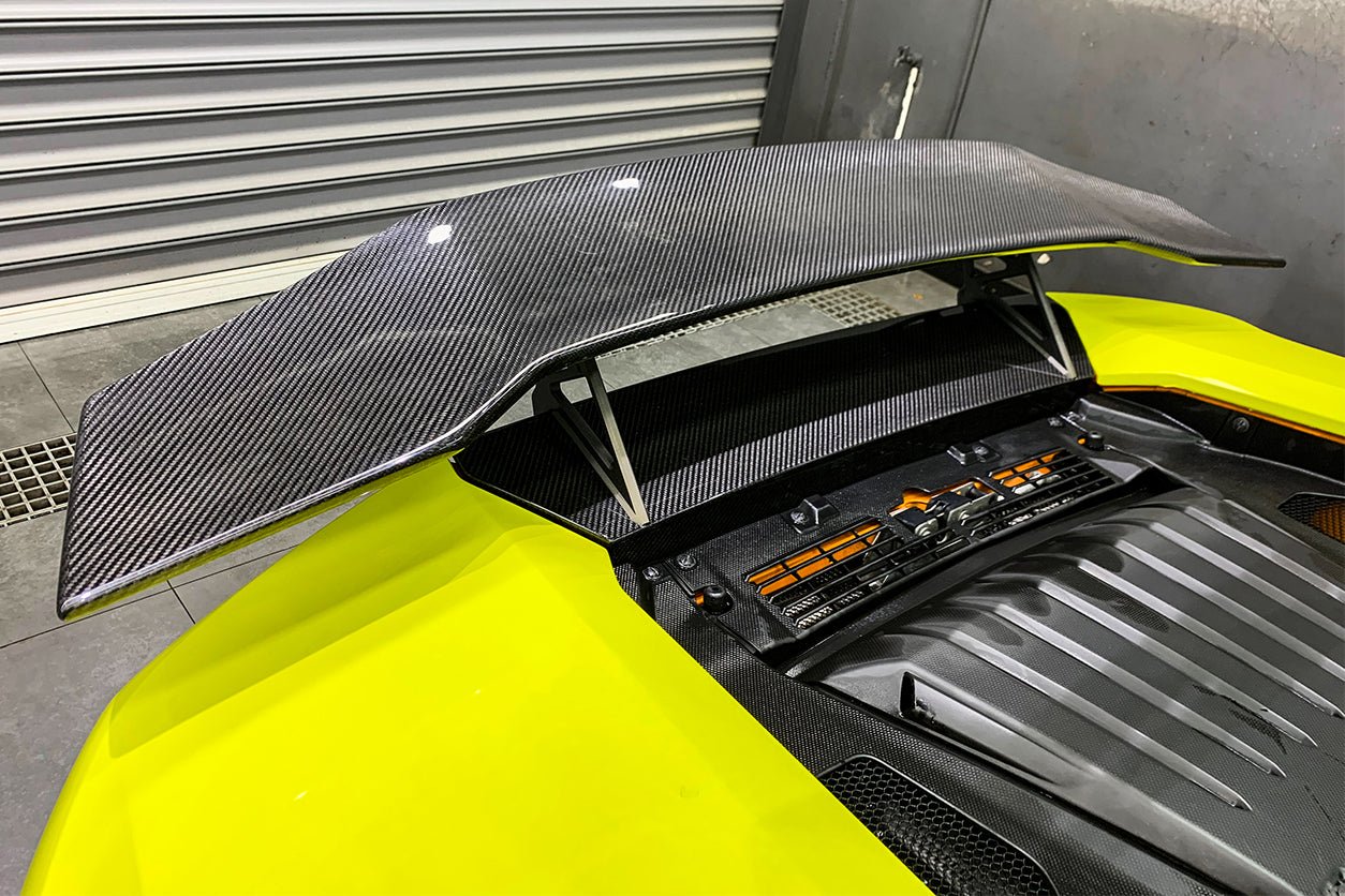 2015 - 2025 Lamborghini Huracan LP610 & LP580 & EVO & Tecnica DC Style Carbon Fiber Trunk Spoiler with Base
