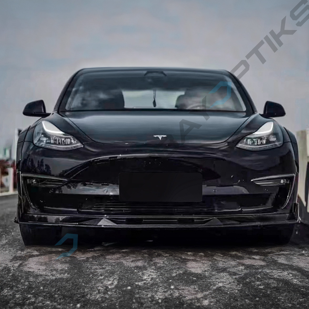 Tesla Model 3 V2 Front Lip Glossy Black 2017-2023