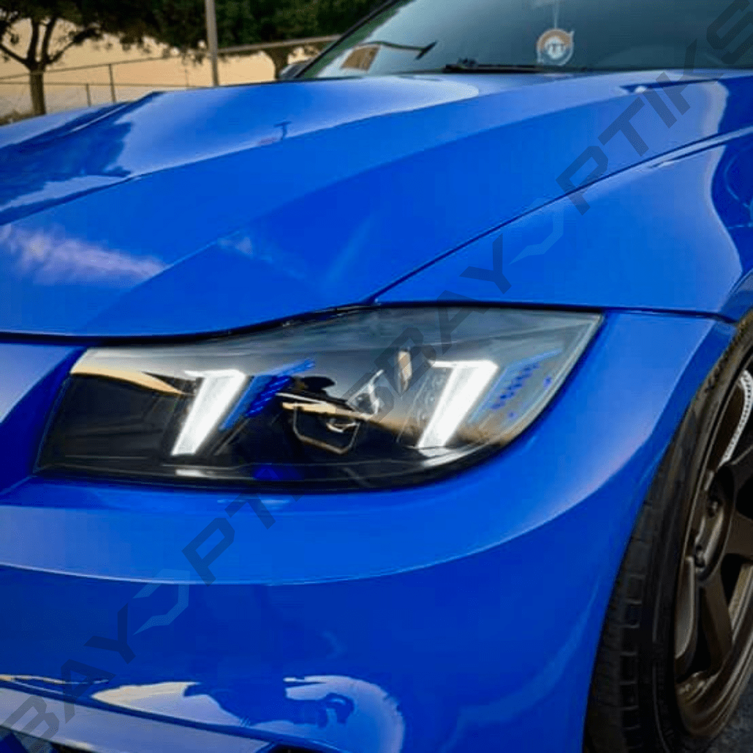 E90 3 Series Sedan Snake Eyes Style LED Headlights CSL Yellow/White 2005-2012