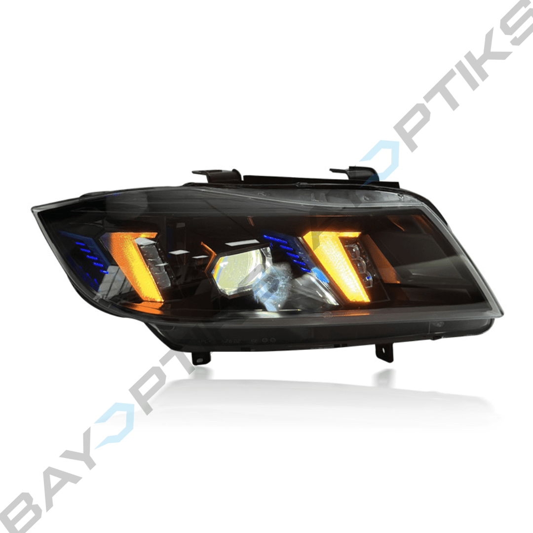 E90 3 Series Sedan Snake Eyes Style LED Headlights CSL Yellow/White 2005-2012