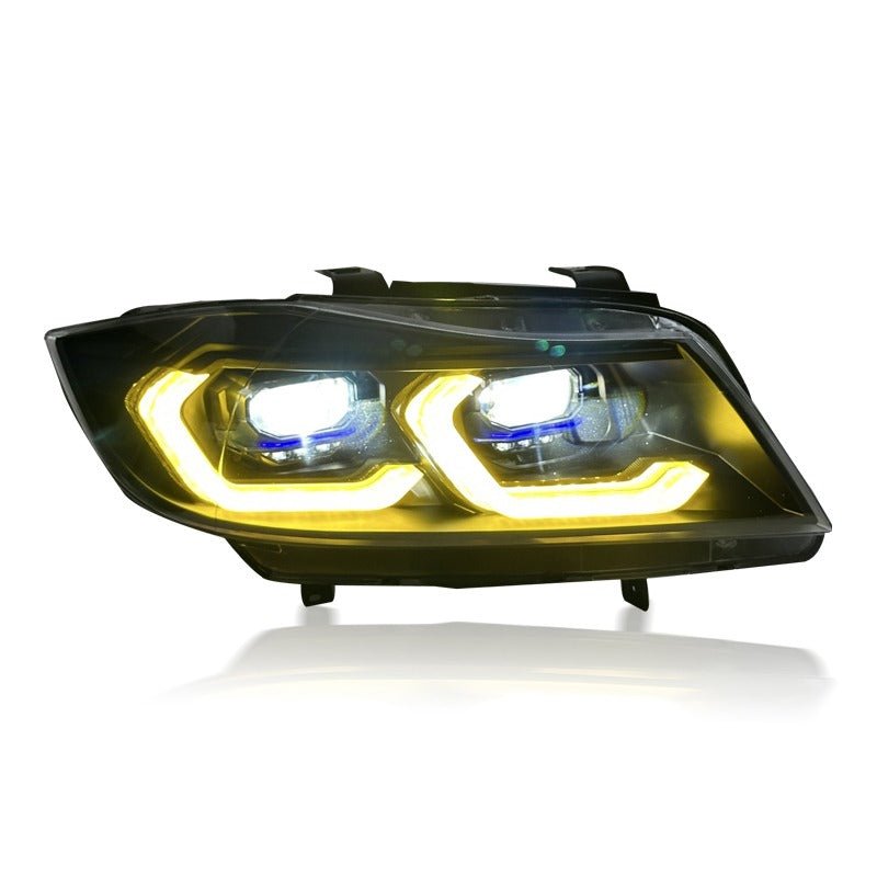 E90 3 Series Sedan Laser Style LED Headlights V3 CSL Yellow/White (2005 - 2012)