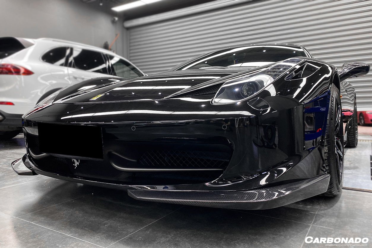 2010 - 2015 Ferrari 458 Coupe/Spyder AP Style Carbon Fiber Front Lip