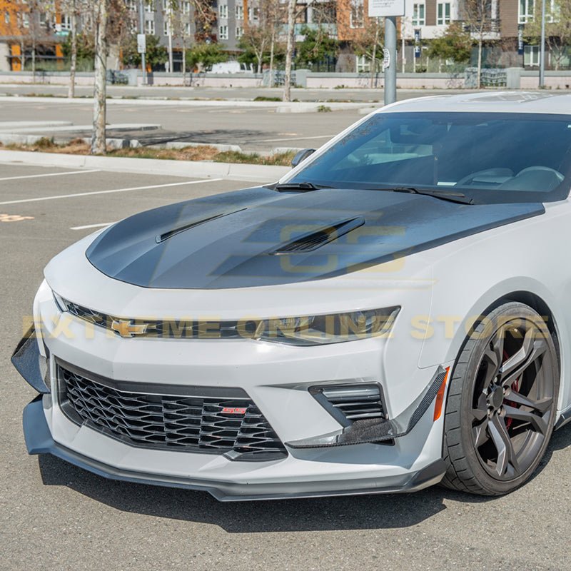 Chevrolet Camaro 6th Gen SS Style Black Carbon Front Bumper Side Canards 2016-2018