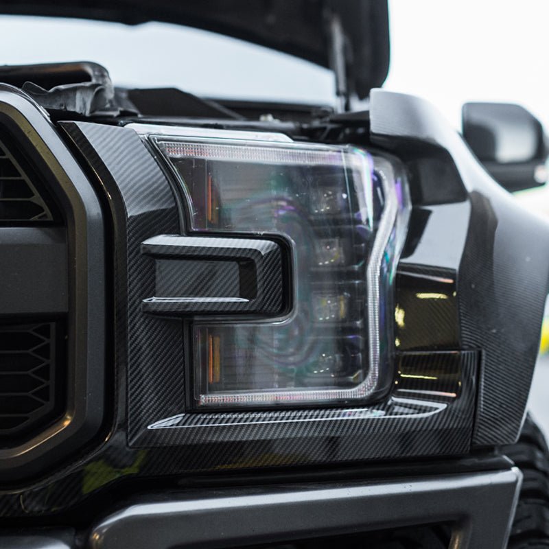 Ford F-150 Raptor Carbon Fiber Headlight Covers 2017-2023