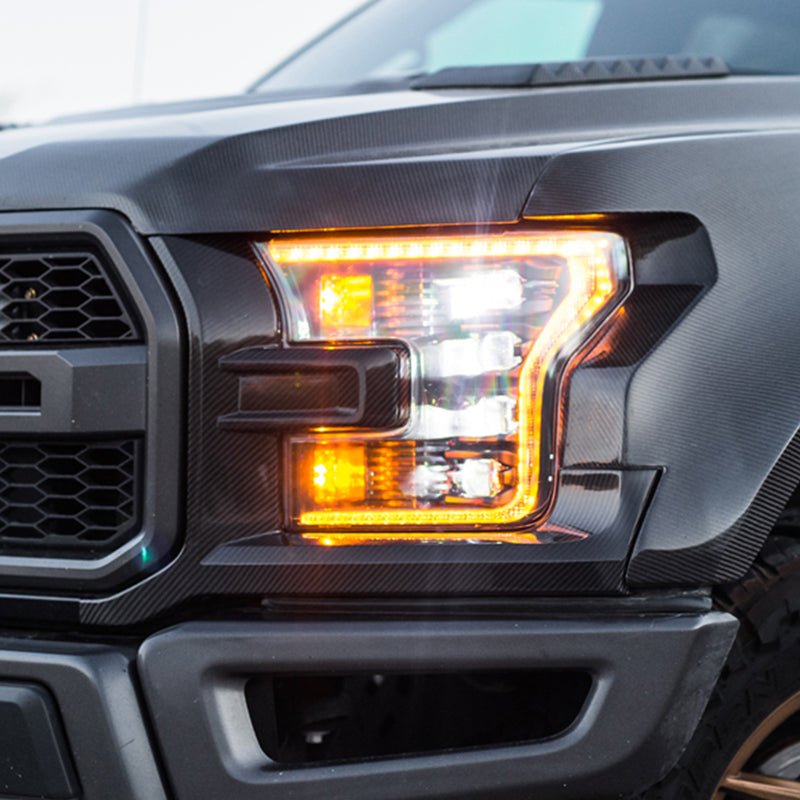Ford F-150 Raptor Carbon Fiber Headlight Covers 2017-2023
