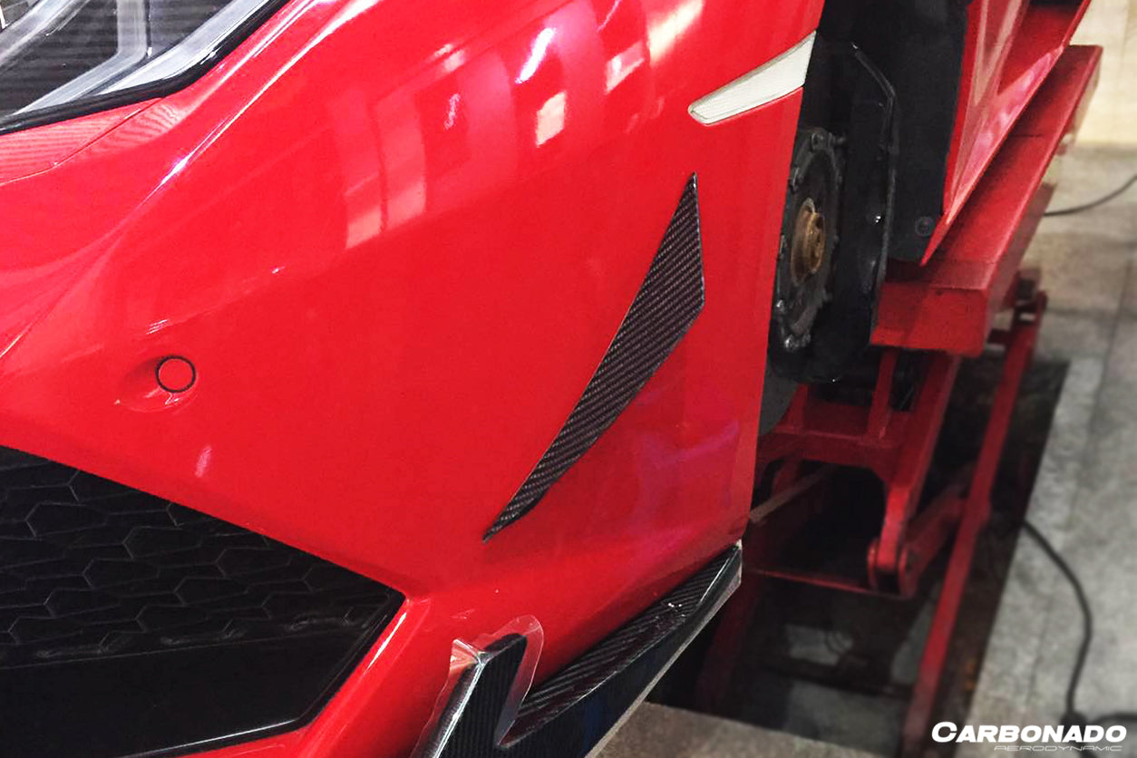 2015 - 2020 Lamborghini Huracan LP610 RZS Style Front Bumper Carbon Fiber Canard