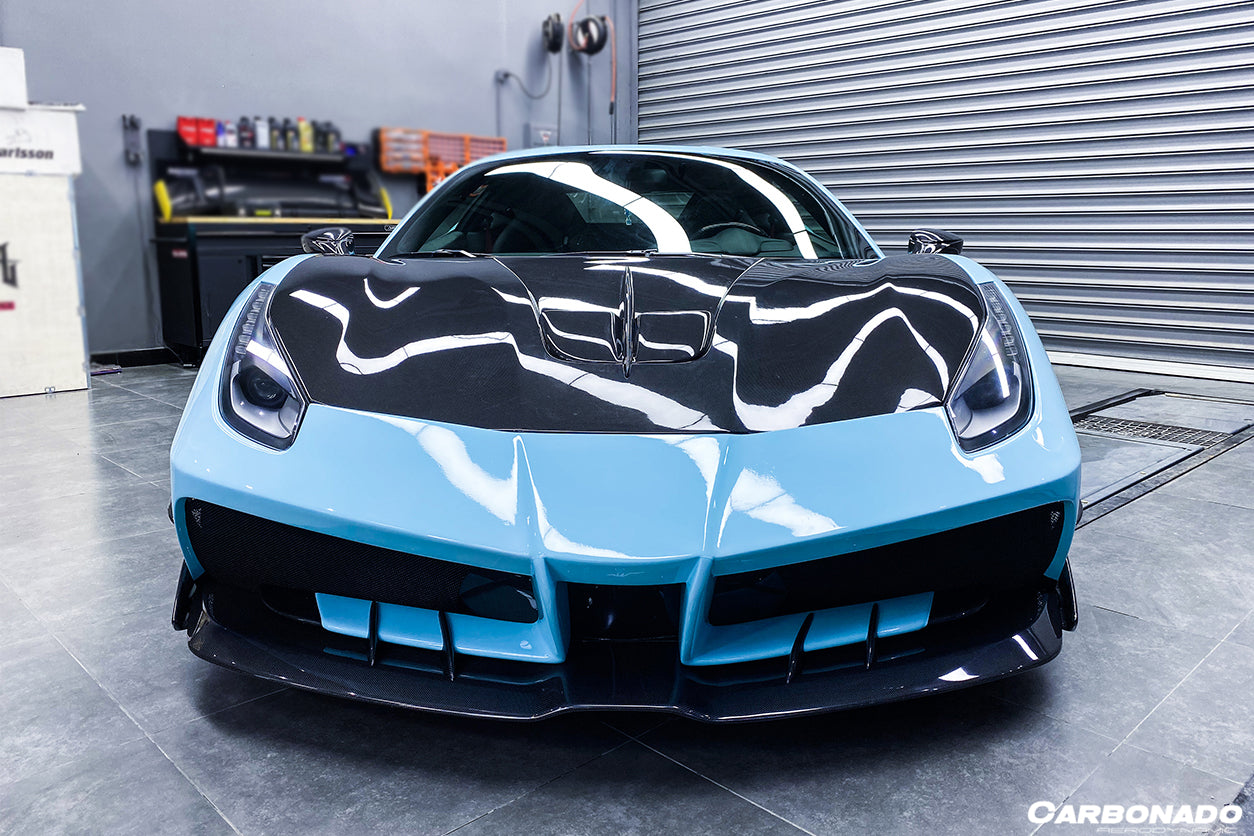 2015 - 2020 Ferrari 488 GTB/Spyder MA Style Partial Carbon Fiber Front Bumper