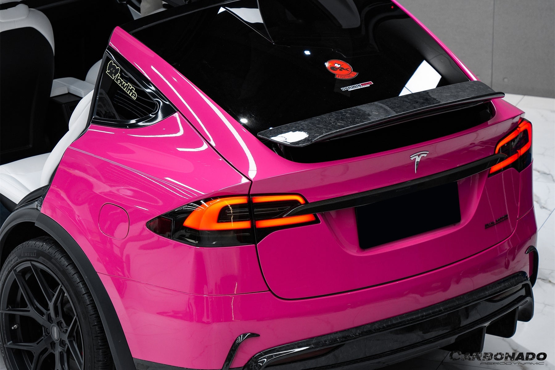 2016 - 2021 Tesla Model X SUV RZS Style Carbon Fiber Trunk Spoiler