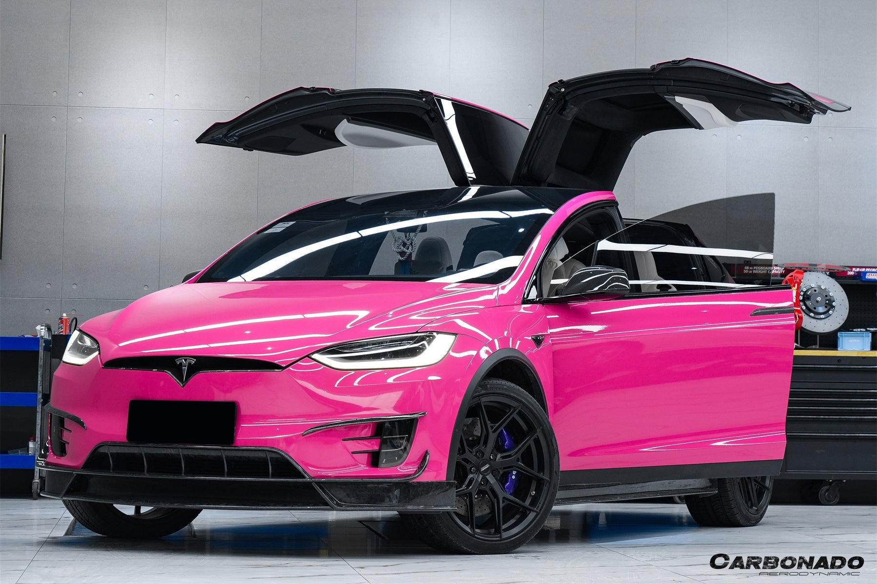 2016 - 2021 Tesla Model X SUV RZS Style Carbon Fiber Front Lip