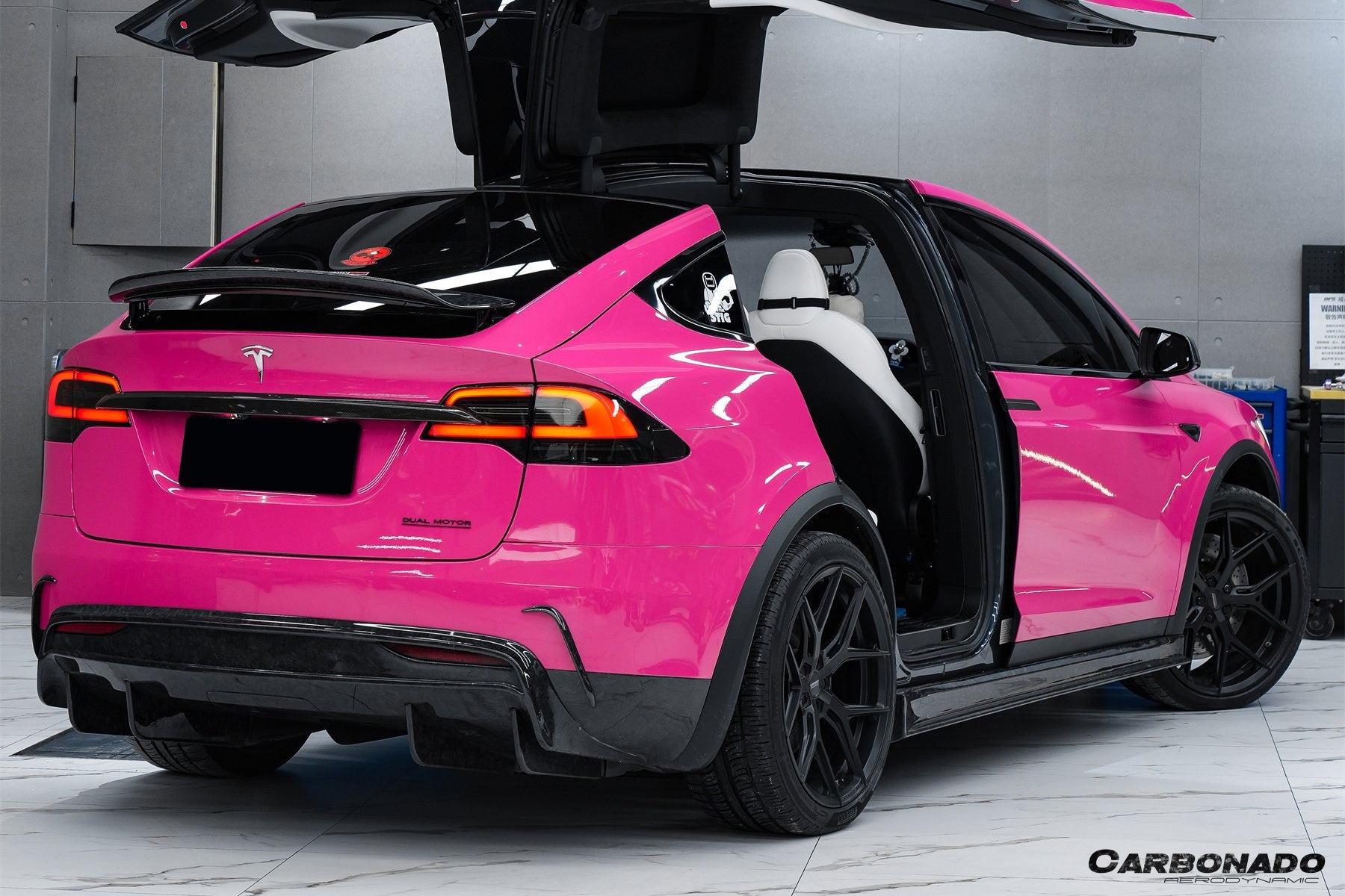 2019 - 2021 Tesla Model X SUV RZS Style Carbon Fiber Rear Diffuser