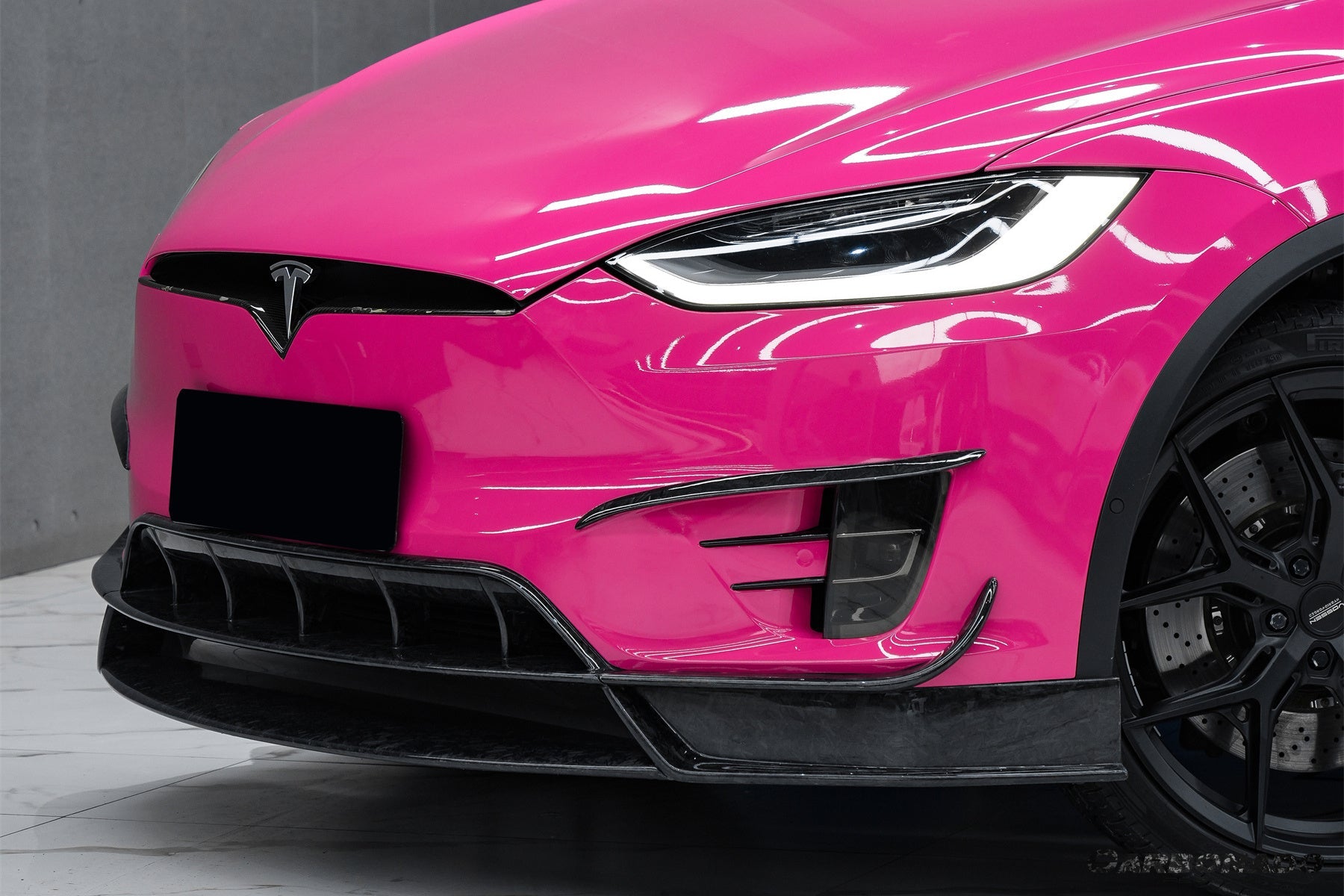 2016 - 2021 Tesla Model X SUV RZS Style Carbon Fiber Front Lip