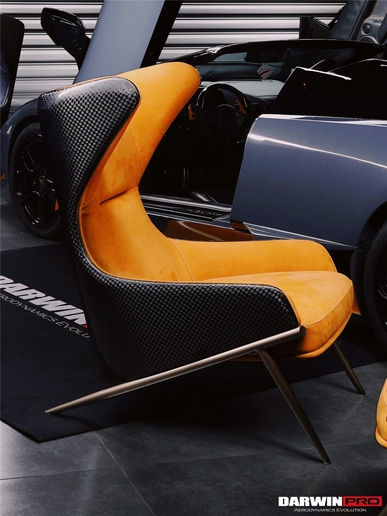 DARWINPRO CARBON FIBER CANYON ORANGE SUEDE LOUNGE CHAIR - DarwinPRO Aerodynamics