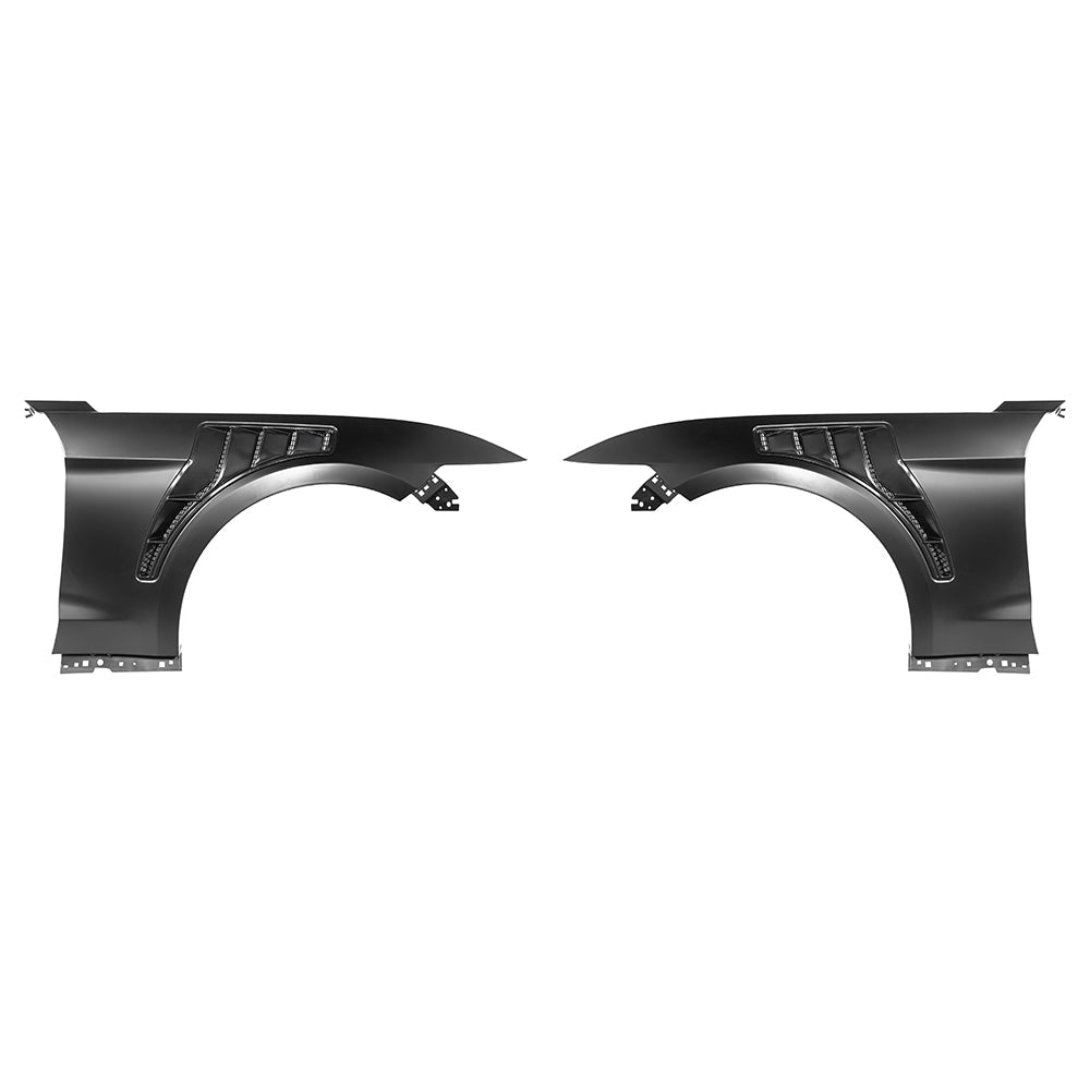 Ford Mustang S550 GT500 KR Style Matte Black Front Side Vented Fenders 2015-2017